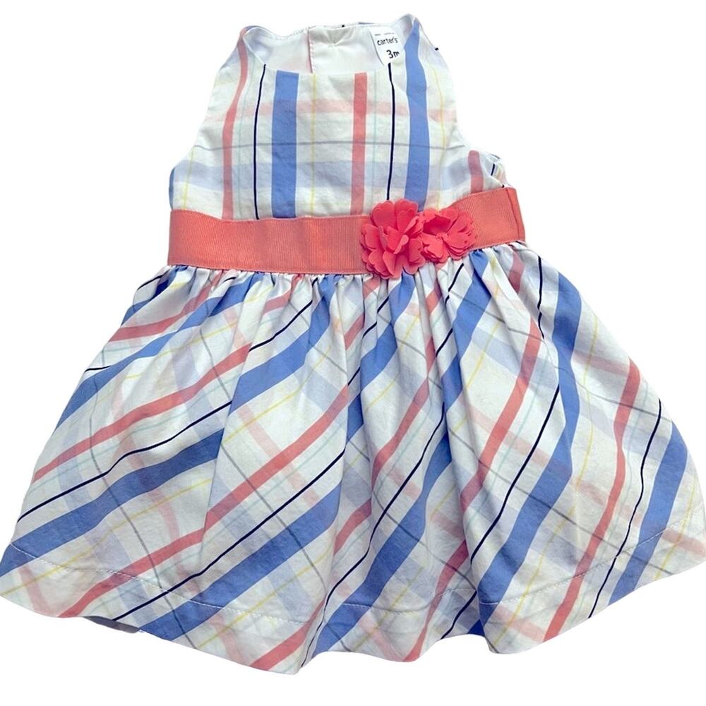 Carter’s Size 3 months Baby Fit and Flare Pink Blue Striped Dress